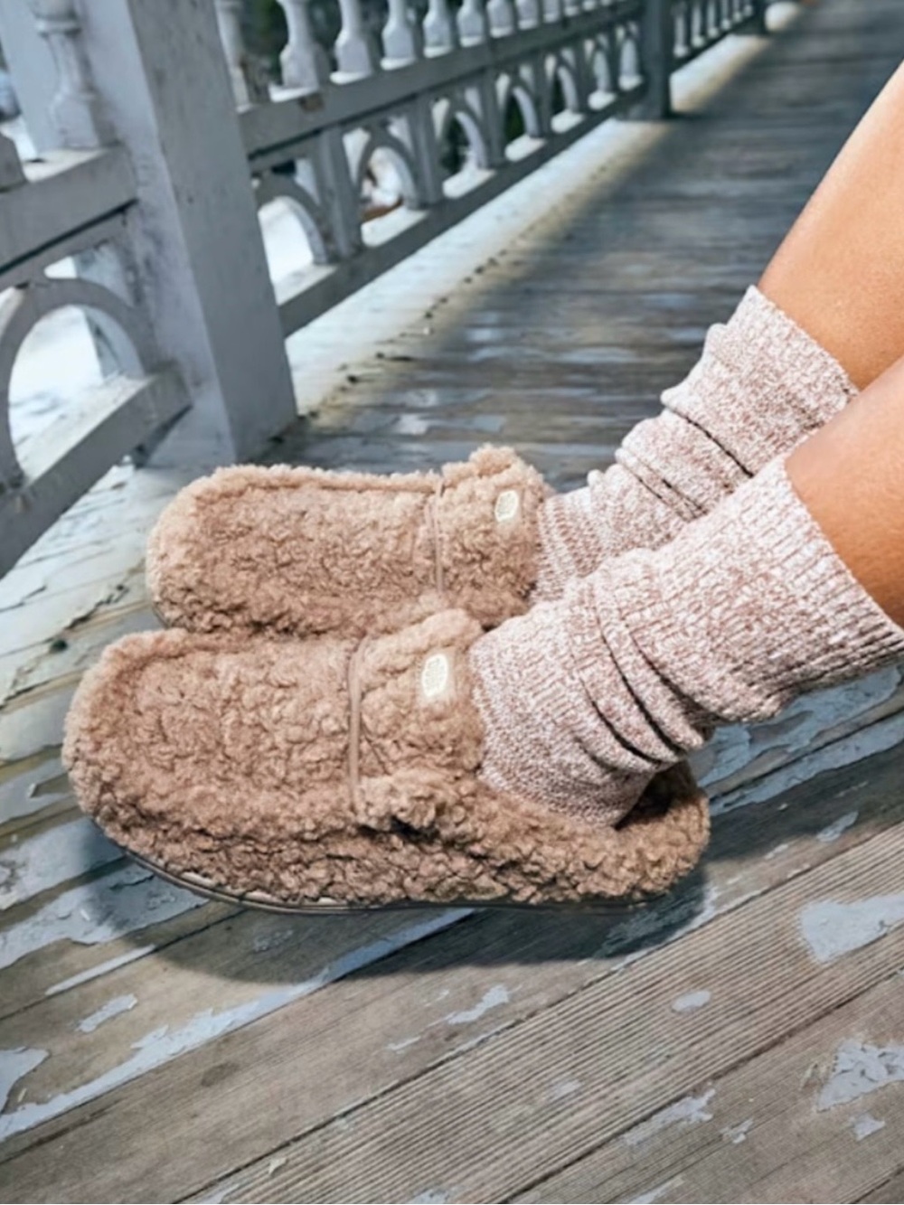 Hey Dude Wendy Slipper Timber Wolf Brown Sherpa sz 10